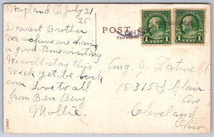 K51/ Wayland Ohio Postcard c1910 Birdseye View Stores Homes 20