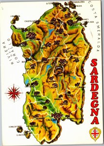 Postcard Italy Map Sardegna
