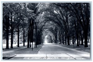 Princeton Illinois IL Postcard Elm Street c1950's RPPC Photo Antique Unposted