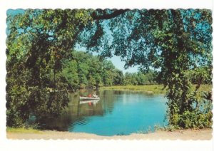 A Peaceful Pond, Boating, St Donat, Quebec, Vintage 1988 Chrome Postcard