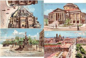 Palermo 4x Italian Antique Linen Postcard s