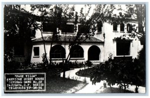 Tacubaya Mexico Postcard Park Villa American Guest House 1936 RPPC Photo