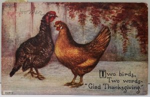 Two Birds Two Words GLAD THANKSGIVING 1916 Falling Waters WV Postcard E14