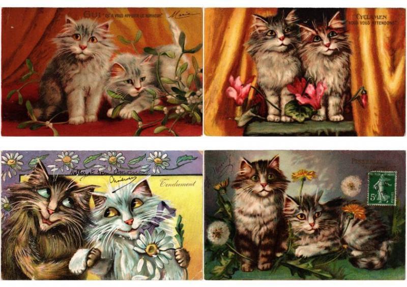 CATS CHATS KATZEN ILLUSTRATEUR ARTIST SIGNED Incl. LOUIS WAIN, BOULANGER 30 CPA 