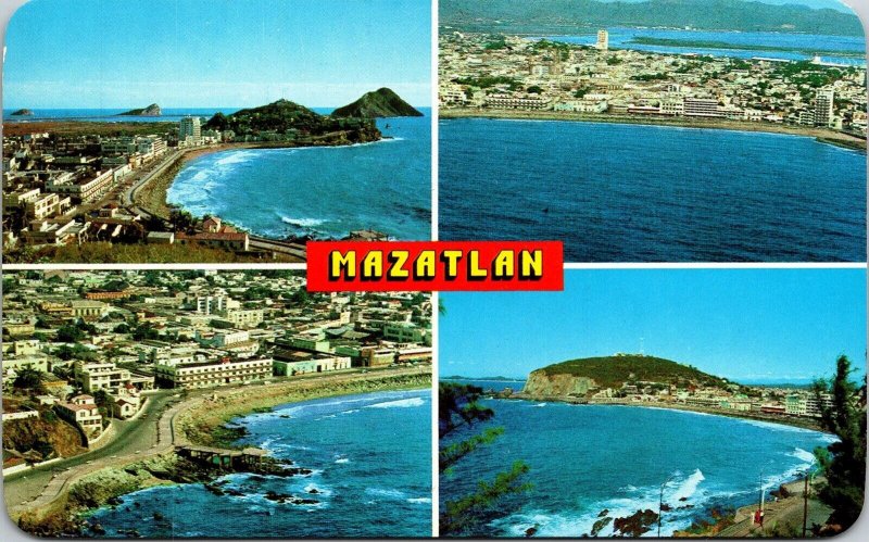 Mazatlan Multiview Beach Blvd Olas Altas Postcard UNP VTG Unused Vintage Chrome