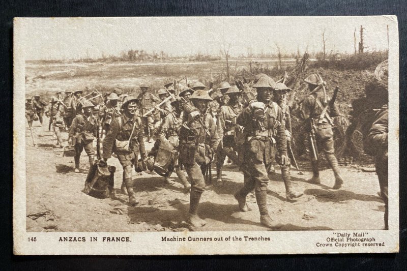 Mint Australia Postcard RPPC WWI Australian Troops In France Machine Gunners