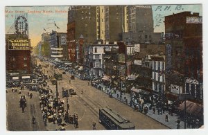 P2297 1910 postcard many people trollies coca cola +other signs buffalo new york
