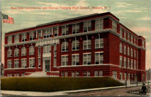 Postcard NJ Newark East Side Commercial & Manual Training High School C.1910 F13