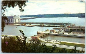 M-35304 Mississippi River Dam & Powerhouse & New Government Lock 19 Keokuk Iowa