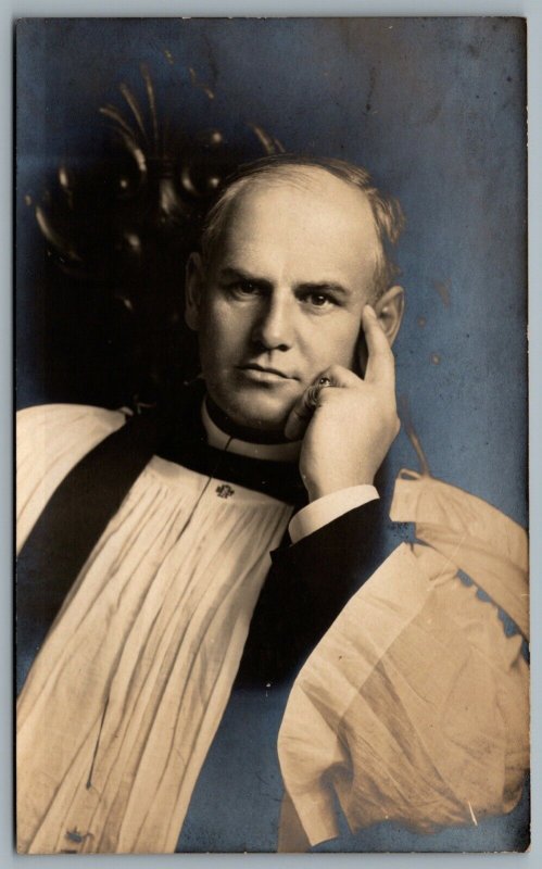 Postcard RPPC c1910s Peterboro Ontario Studio Photo of a Priest The Roy Studio