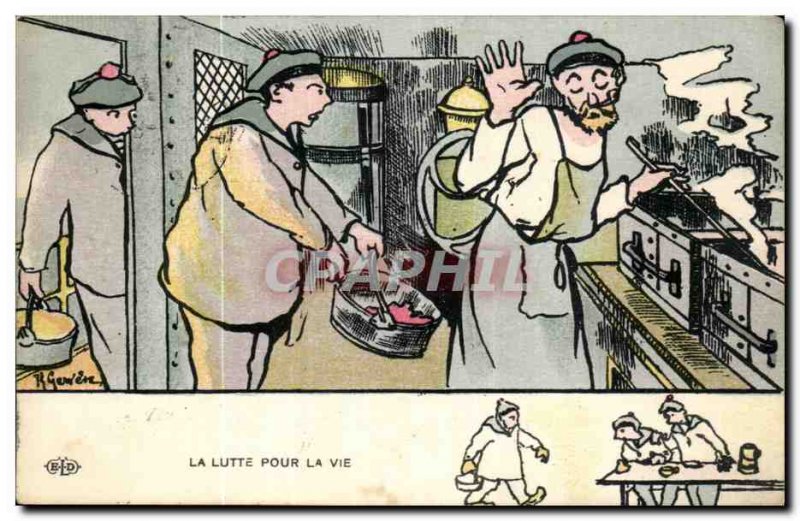 Sailor-Fantasy-Humor-Bateau The Struggle For Life -Carte Postale Ancienne Ill...