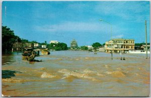 1964 Avenue Lane Xang Vientiane Laos Muddy Flood Of The City Postcard