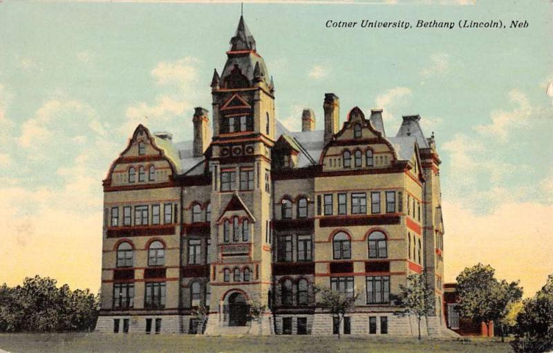 Bethany Nebraska Cotner University Street View Antique Postcard K83300