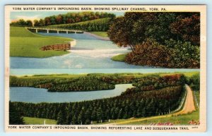 YORK, Pennsylvania PA ~ YORK WATER COMPANY Impounding Basin, Channel Postcard