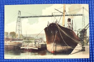 Vintage Transporter Bridge and Shipyard on the Seine River Rouen France Postcard