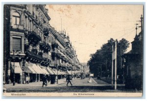 c1910 Business Section The Wilhelm Street Wiesbaden Germany Postcard