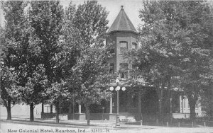 J47/ Bourbon Indiana Postcard c1910 New Colonial Hotel Building 180