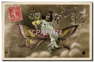 Old Postcard Fancy Butterfly Child