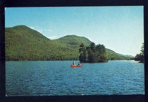 Lake George, New York/NY Postcard, Canoe On Narrows Of Lake George, Tongue Mts