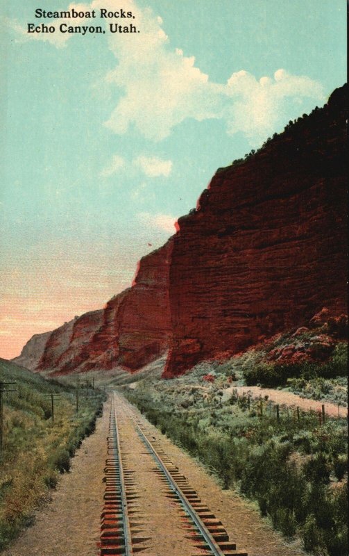 Vintage Postcard Steamboat Rock Echo Canyon Utah UT Souvenir Novelty Co. Pub.