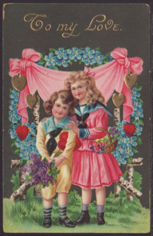 To My Love,Boy,Girl,Flowers Postcard