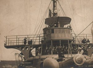 Italian Royal Navy Cruiser Brigade on Deck in Naples - WWI  c1910s RPPC Photo