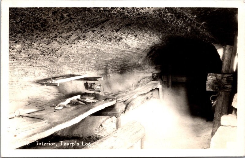 Real Photo Postcard Interior Tharp's Log Sequoia National Park California
