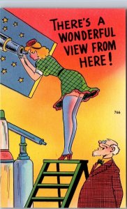Vintage Postcard Risque Comic Telescope Stars JS1
