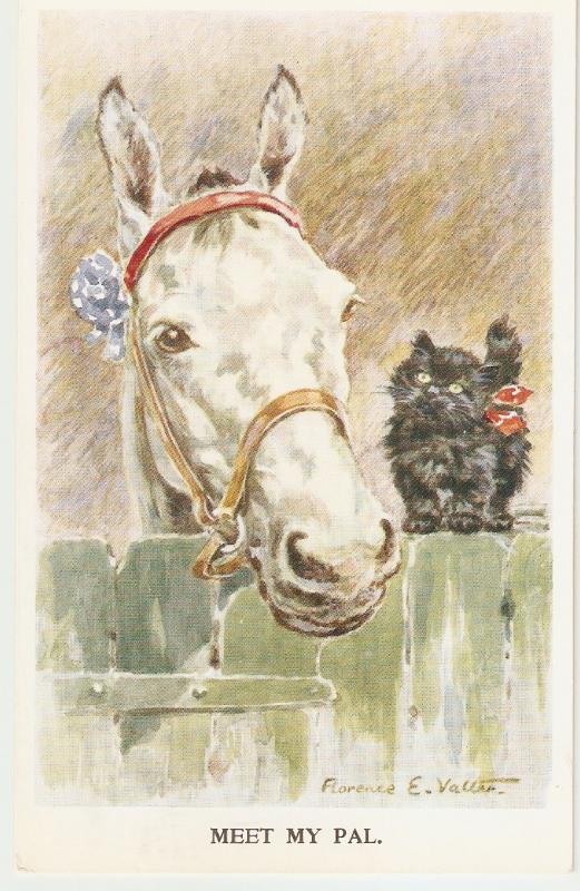 F.E.Valter. Horses. Meet my pal Lovely Valentine Postcard