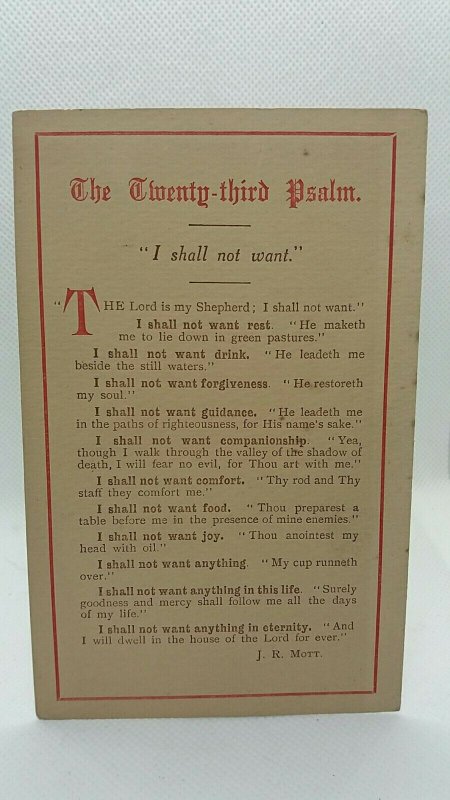 Antique Religious Postcard The Twenty Third Psalm J R Mott  c1900 Unposted VGC