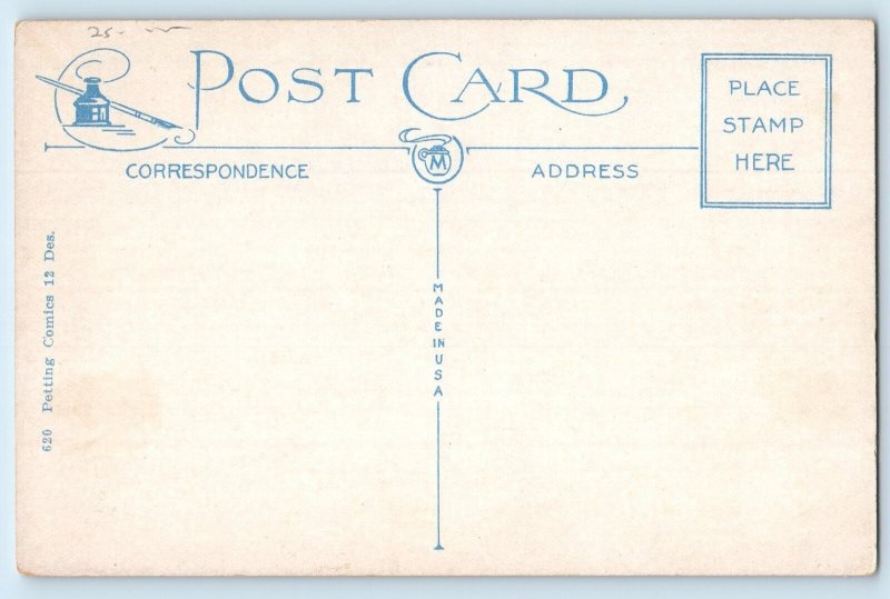 Risque Flapper Drunk Woman Doesn't Know Which End Her Head Humor Postcard