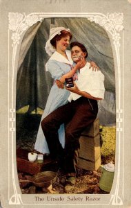 Humour Romantic Couple The Unsafe Razor 1910