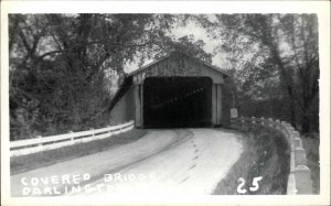 Darlington Indiana IN Covered Bridge Real Photo RPPC Vintage Postcard