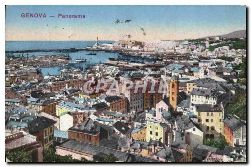 Old Postcard Panorama Genova