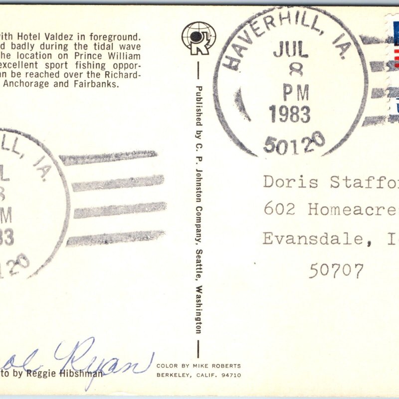 1983 Haverhill, IA Town Post Office Cancel Stamp USPO Postcard Postal Iowa A177