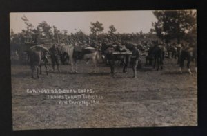 1910 Mint US Army RPPC Postcard Pine Camp NY Signal Corps Soldiers on Horseback