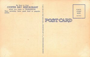 Oyster Bay Restaurant, Charleston, South Carolina, Early Postcard, Unused