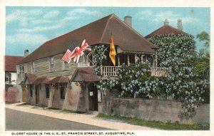 Vintage Postcard Oldest House In U. S. St. Francis Street St. Augustine Florida