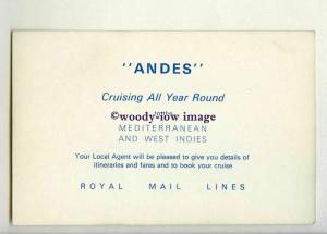 LN1641 - Royal Mail Lines Liner - Andes - postcard