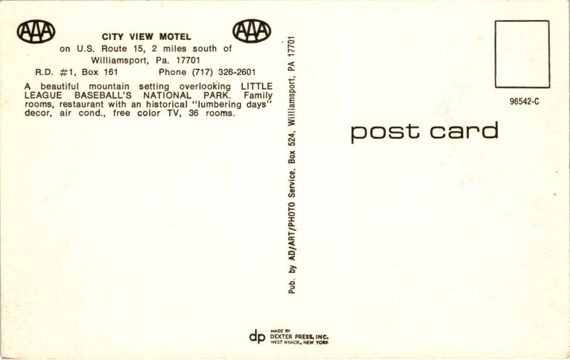 Williamsport, U.S. Route 15, LITTLE LEAGUE BASEBALL'S NATIONAL PARK Postcard