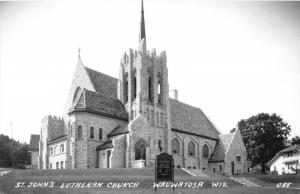 Wauwatosa Wisconsin~St John's Lutheran Church~Church Sign in Front~1950s RPPC