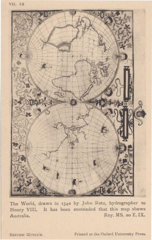 World Globe Medieval Map From 1542 Henry VIII Australia Old Postcard