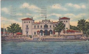 Florida Miami Front View Of James Deering Home Seen From Sightseeing Boat 1949