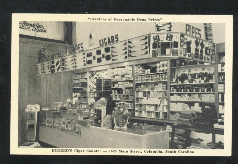 COLUMBIA SOUTH CAROLINA SC ECKERD;S DRUG STORE CIGAR COUNTER POSTCARD