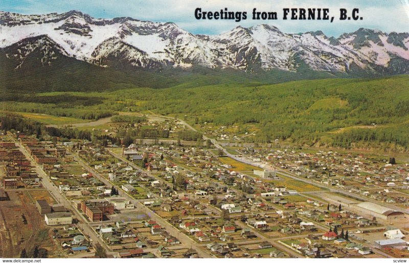 FERNIE, British Columbia, Canada, 1940-1960s; Aerial View