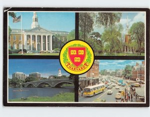 Postcard Harvard University And Harvard Square, Cambridge, Massachusetts