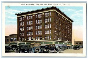 c1920 Home Investment Building Elks Club Exterior Albert Lea Minnesota Postcard