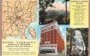 Hotel Farragut Map Knoxville Tennessee 1934 postcard