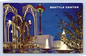 Pacific Science Center Night View Seattle Washington WA UNP Chrome Postcard P1