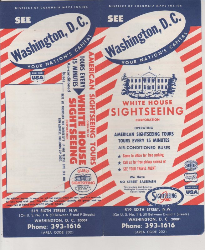 Washington DC Vintage Travel Brochure American Sightseeing Bus Tours 1965